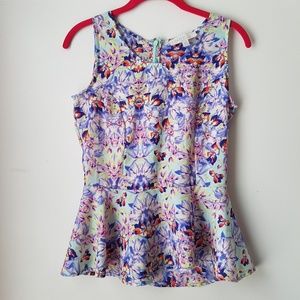 SALE❤Olive & Oak floral peplum sleeveless tank top